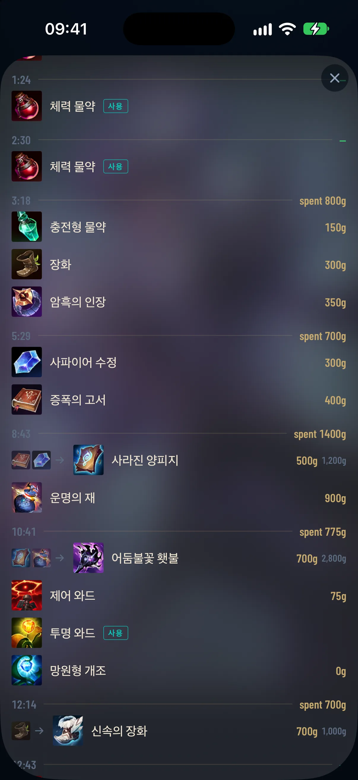 상점 방문별로 묶은 구매 순서와 가격